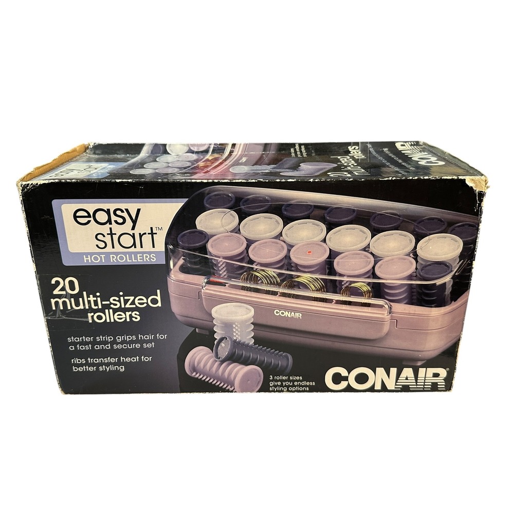 Conair Easy Start Hot Rollers 20 Multi-Sized Rollers HS30V Purple Hair Setter